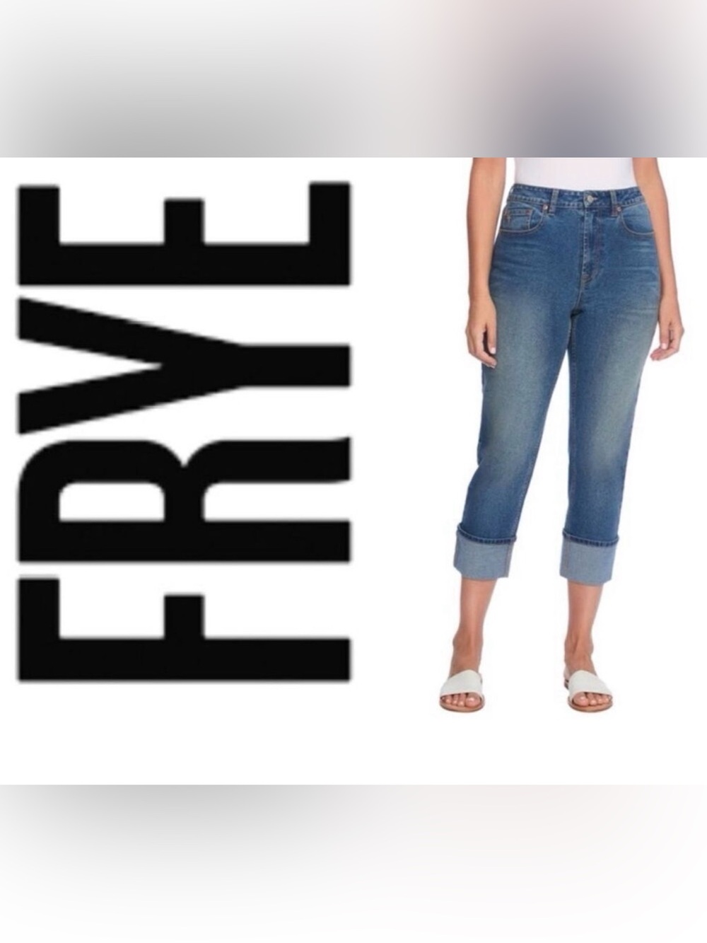 Frye Women’s High Waisted Cuffed Crop Jeans Size 10 Amari Wash
